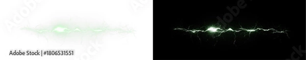 Obraz Green Lightning PNG with Transparent Background Overlay