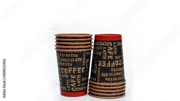 Obraz Empty paper cup for coffee made of paper on a white background.