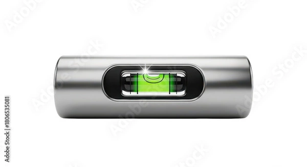 Fototapeta Silver object with a green bubble in the middle. isolated illustration on  transparent background PNG