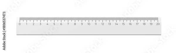 Obraz White plastic ruler. Isolated. 3d illustration.