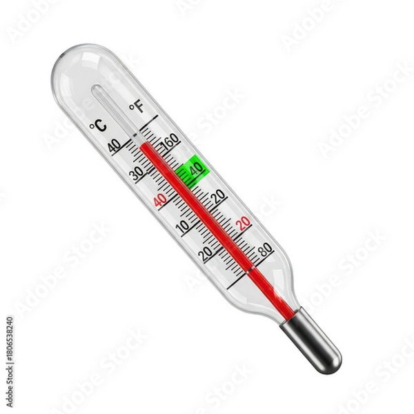 Fototapeta Thermometer with a red and green tip. isolated illustration on  transparent background PNG
