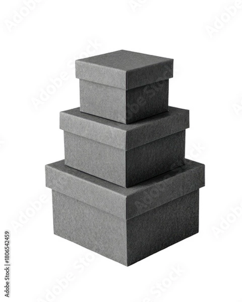 Fototapeta Stacked gray boxes, different sizes, isolated object