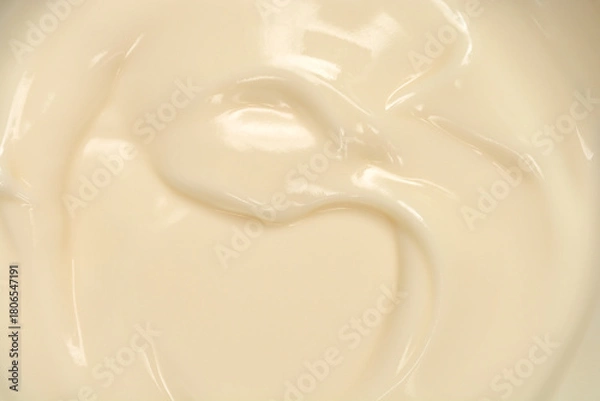 Obraz An extreme close-up captured from a top-down perspective shows the smooth, creamy texture of white chocolate pudding