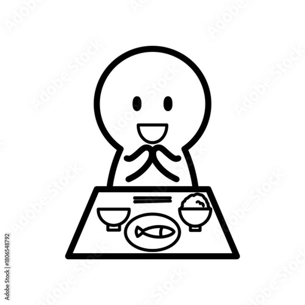 Obraz 食事をする人物　イラスト