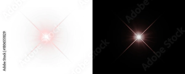 Obraz Red Glow PNG with Transparent Overlay and Light Flare Effects on transparent background