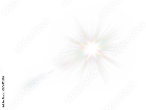Obraz PNG Starburst Overlay with Vibrant Rainbow Flare on transparent background