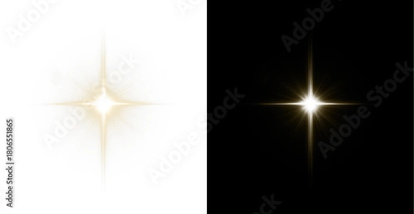 Obraz Gold Star PNG Overlay with Isolated Glow on transparent background