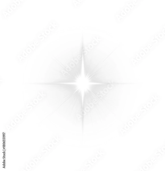Obraz Starburst PNG with White Sparkle Overlay and Bright Glow Effect on transparent background