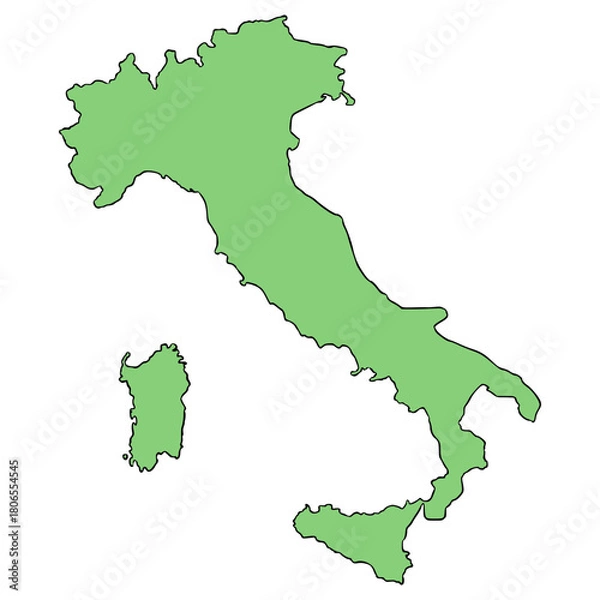 Fototapeta Italy map illustration hand drawn isolated vector