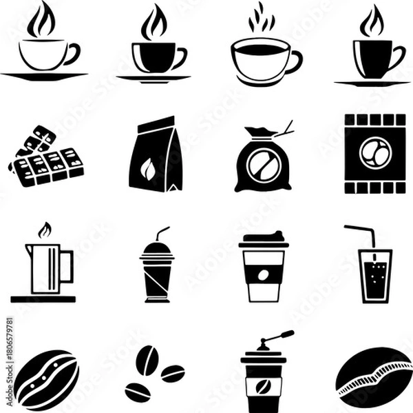 Fototapeta coffee icons set