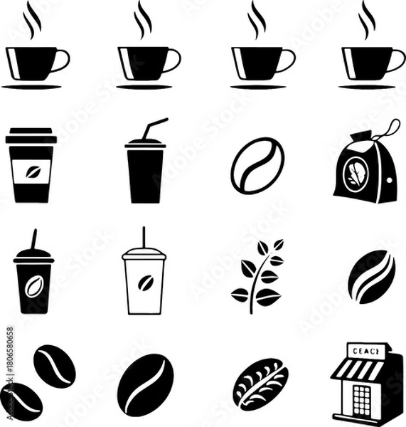 Obraz coffee icons set