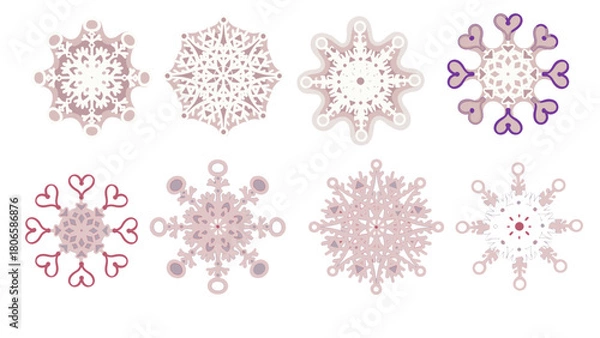 Fototapeta Detailed snow icon set. Snowflake, winter set.
