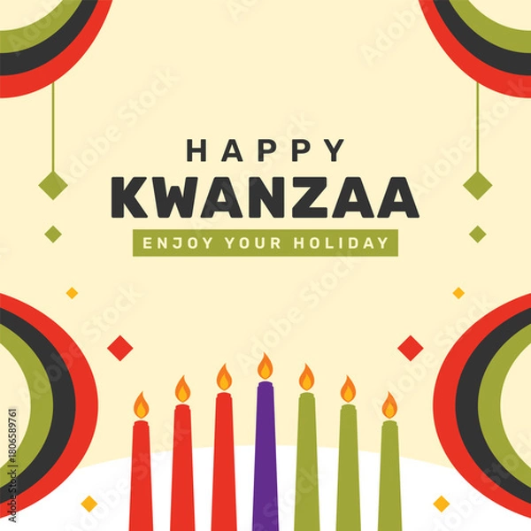 Obraz Kwanzaa event background flat hand drawn design