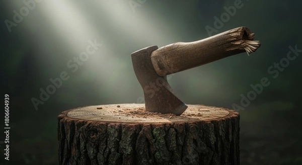 Obraz axe piercing wood