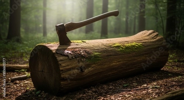 Obraz axe piercing wood