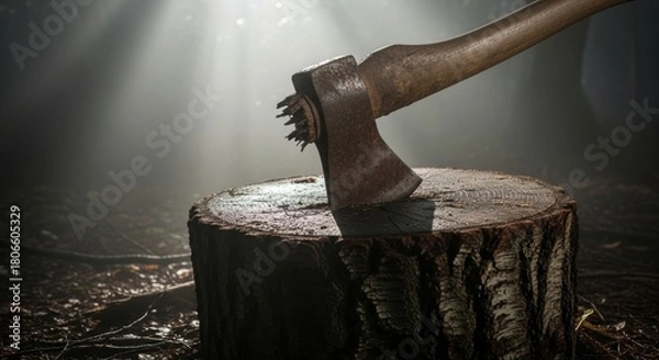 Fototapeta axe piercing wood
