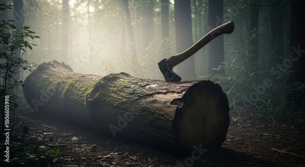 Fototapeta axe piercing wood