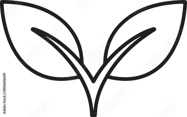 Fototapeta Minimal sprout seedling leaves plant outline graphic element symbol logo icon design illustration linear style for ecology and growth