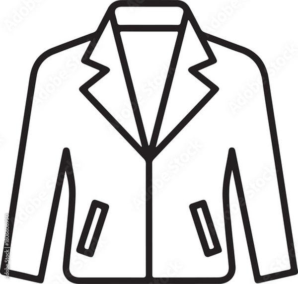 Fototapeta Professional business suit jacket vector outline icon representing formal clothing attire with lapel and pockets suitable for office environment