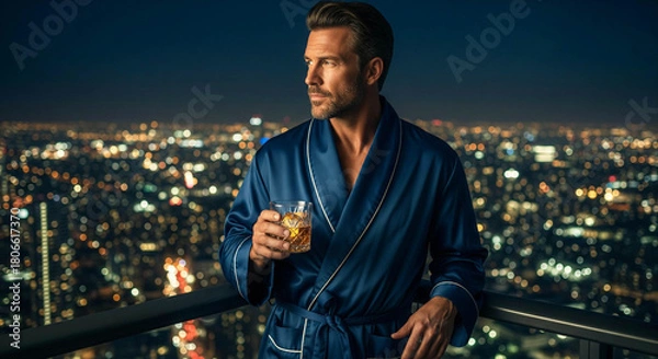 Obraz Man Enjoying Night City View