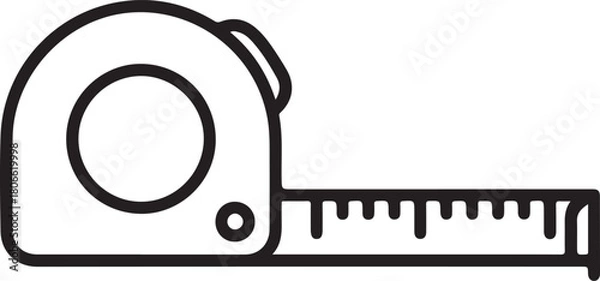 Fototapeta Measuring tape measure tool line drawing illustration construction home improvement carpentry equipment icon metric unit ruler