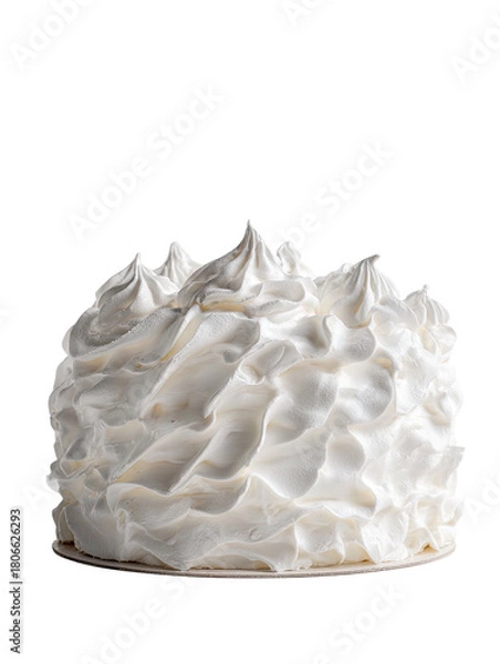 Obraz Cake with fluffy white frosting isolated on black