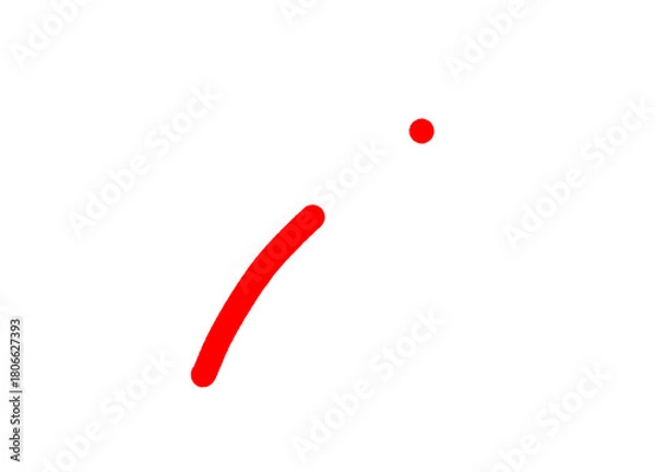 Fototapeta “Red Curved Line with Dot on  transparent Background