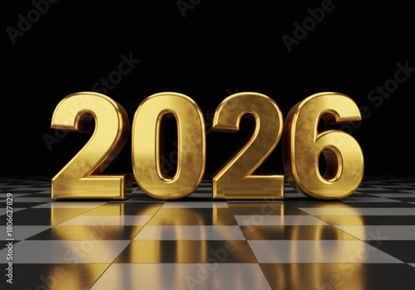 Obraz 2026 Doré Réfléchissant sur Fond Noir