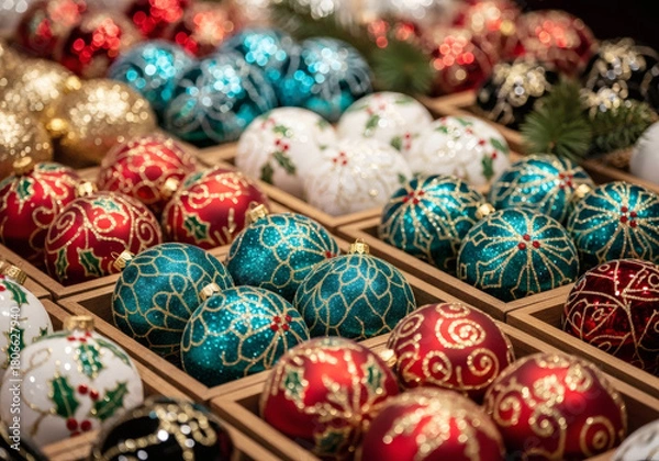 Obraz Boules de Noël en Vrac – Multicolores