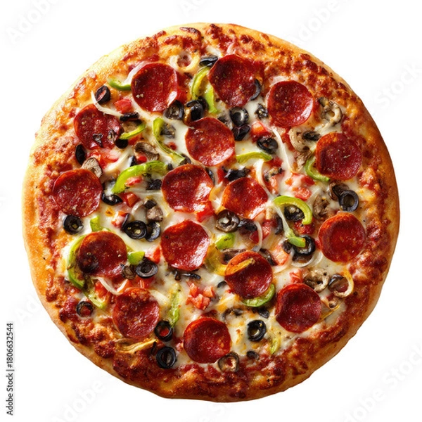 Obraz Delicious pepperoni pizza with veggies on a crispy crust