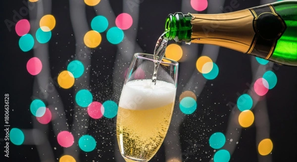 Obraz Champagne Servi en Verre – Fête
