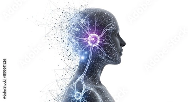 Fototapeta Human digital brain forming neural network connection