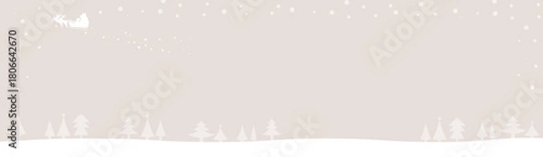 Obraz クリスマスの背景素材　サンタクロースとトナカイ　クリスマスツリー　フレーム素材　バナーサイズ　