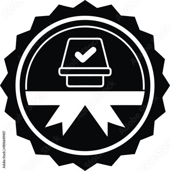 Obraz Election fairness badge icon with voting and justice symbols