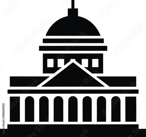 Obraz Government transparency icon with civic symbols and data visualization elements