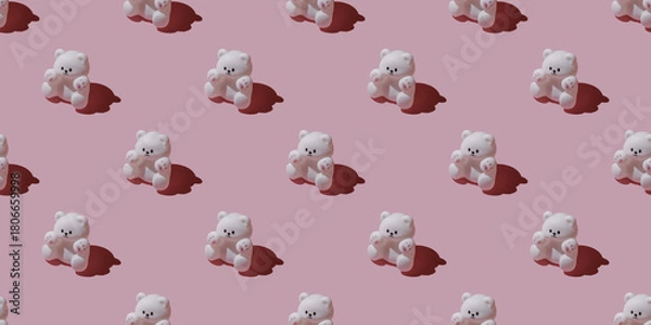 Obraz Toy bears pattern on a pink background. Toy pattern.