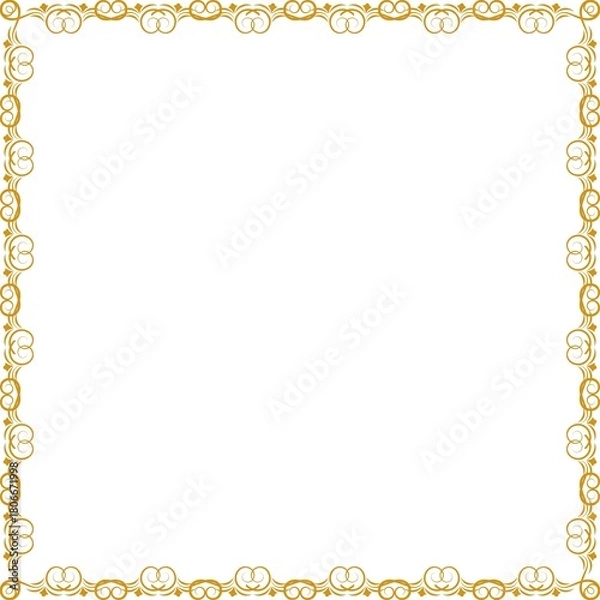 Fototapeta Simple Square Frame with White Background, Unique Frame, Border Frame and Amazing Photo Frame, Sharp Golden Color Square Frame