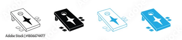 Obraz Cornhole Boards Clip Art Illustration Most Biggest Bundle Set, Unique Sport Cornhole colorful Isolated outline, Cornhole Black Color And White Background.