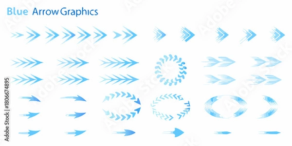 Obraz Collection of blue arrow graphics and design elements for various creative projects