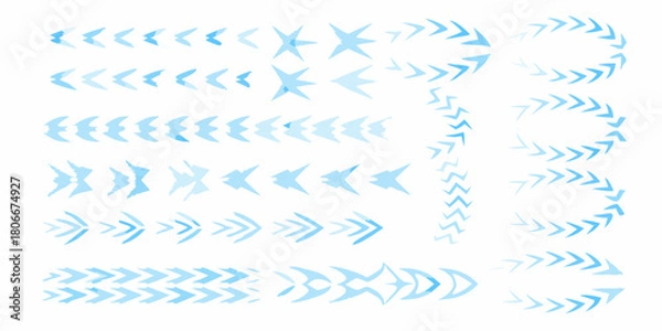 Obraz Abstract blue arrow and starburst shapes on white background for design elements