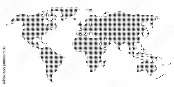 Obraz World map dotted outline illustration on white background global concept