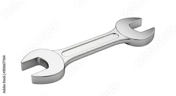 Fototapeta Silver wrench is shown in a white background. isolated illustration on  transparent background PNG