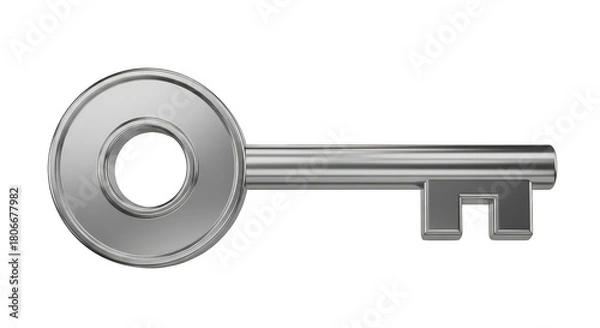 Fototapeta Silver key with a hole in the middle. isolated illustration on  transparent background PNG