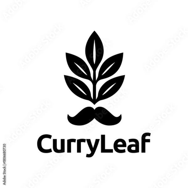 Obraz Stylized leaf cluster forming a playful mustache shape in a clean, modern food and culinary themed logo suitable for restaurants or spice brands. Editable Vector File
