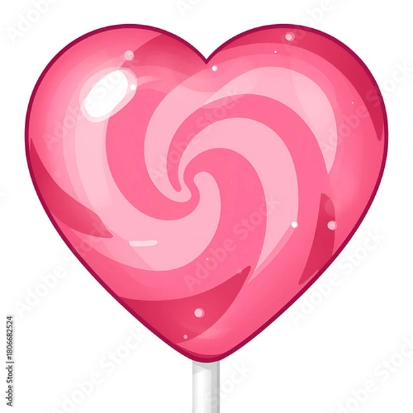 Obraz Heart-shaped lollipop candy with vibrant pink and red swirls.