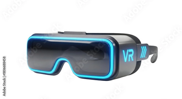 Fototapeta Pair of VR goggles with blue lenses. isolated illustration on  transparent background PNG