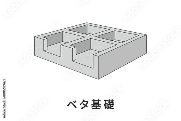 Obraz 斜めから見たベタ基礎のベクター