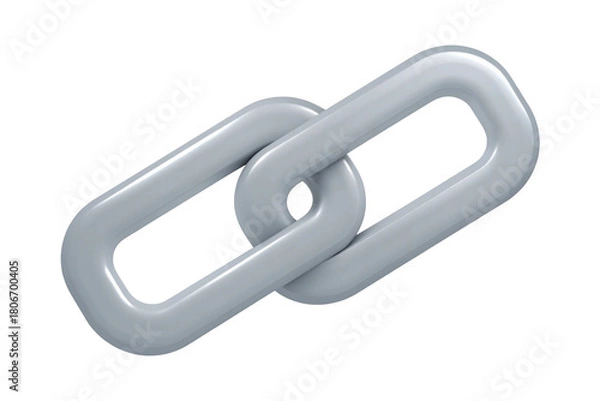 Fototapeta 3D Metal Chain Link Icon Isolated on Transparent Background Illustrating Connection Security Strength Unity and Digital Link