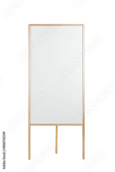 Obraz Rectangular blank white board with light wood frame on dark