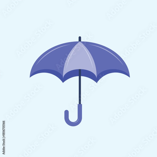 Obraz Minimalist Blue Umbrella Icon Isolated on Light Background. Flat Design Rain Protection Vector Element. Simple Weather Gear Clipart Illustration.